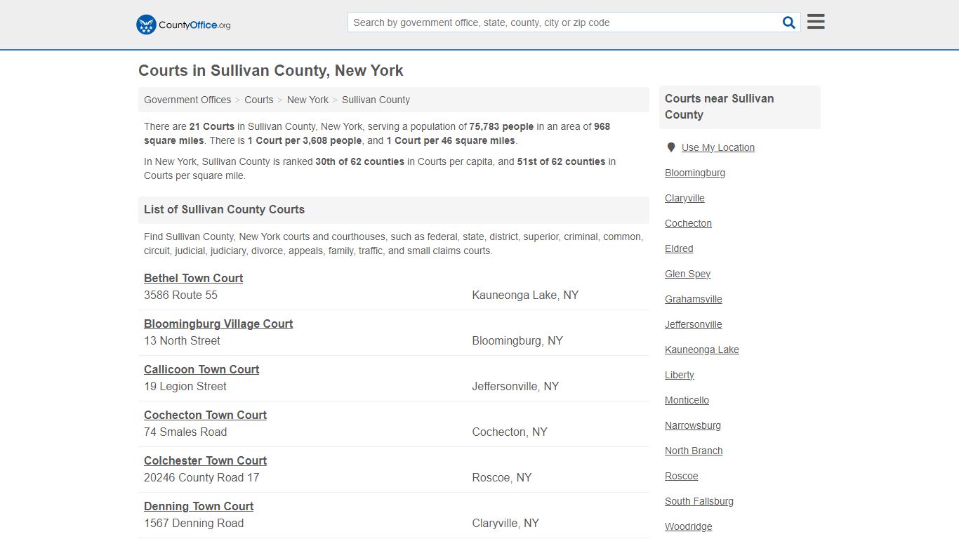 Courts - Sullivan County, NY (Court Records & Calendars)